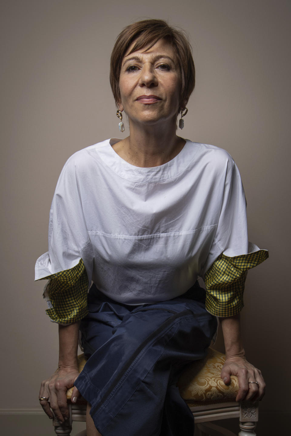 Alejandra Flechner poses for portraits to promote the film "Argentina, 1985" during the 79th edition of the Venice Film Festival in Venice, Italy, on Sept. 4, 2022. (Photo by Vianney Le Caer/Invision/AP)