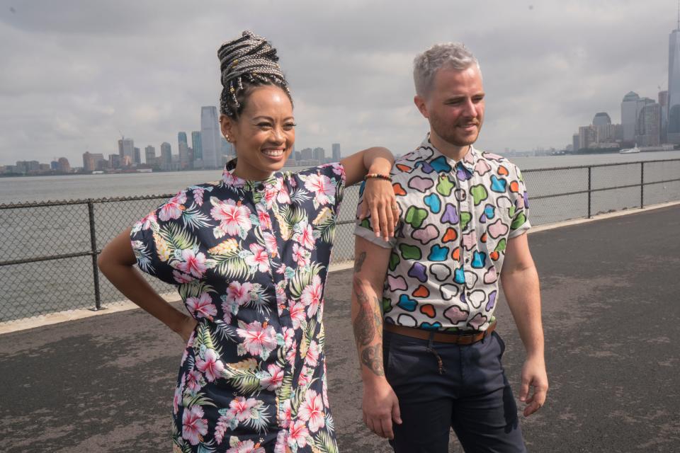 Trinidadian designer Anya Ayoung-Chee, left, and Texas native Anthony Ryan compete on the new season of "Project Runway All Stars."