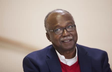 David Williamson Jr. smiles while discussing the civil rights movement with fellow members of the Friendship Nine in Rock Hill, South Carolina, December 17, 2014. REUTERS/Jason Miczek