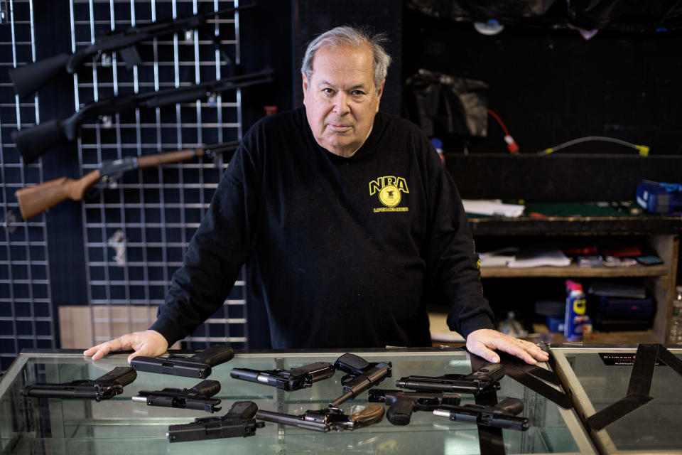 Mike Weisser, a gun dealer based in Ware, Massachusetts, says the AR-15 rifles used in many mass shootings aren't sporting guns, as the industry claims. &ldquo;They&rsquo;re designed to kill people,&rdquo;&nbsp;he said. (Photo: Kayana Szymczak for HuffPost)