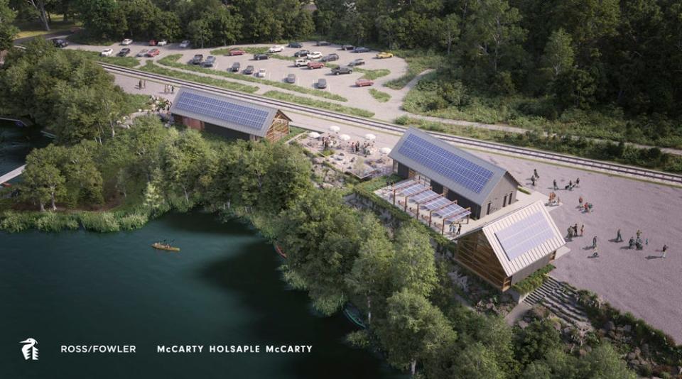 Multipurpose buildings included in the Ijams Nature Center master plan would replace the trailer and shipping containers used for kayak rentals and concessions. Mead's Quarry was once a huge pit where workers extracted famed Tennessee marble from deep within the earth but is now a popular swimming hole near downtown Knoxville.