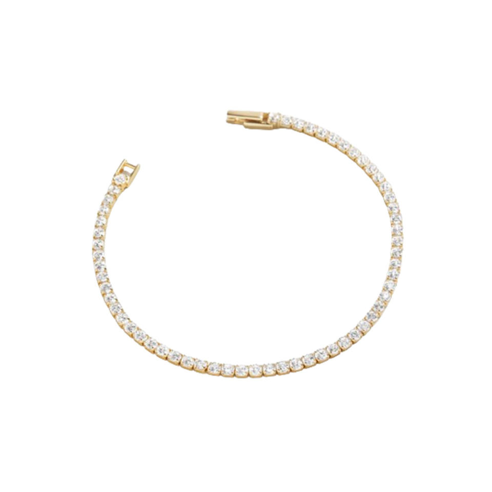 BaubleBar Bennett 18K Gold Tennis Bracelet on white background