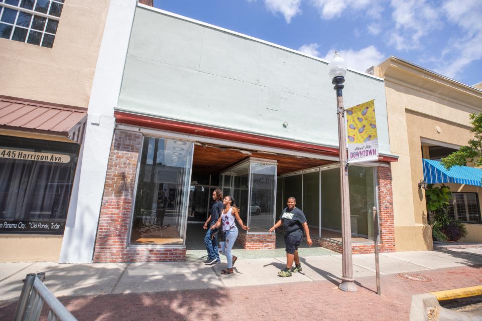 Panama City commissioners on Tuesday approved a property swap, giving up a parcel the city owns on Mulberry Avenue and gaining this vacant store at 447 Harrison Ave. The store will be demolished to make room for a walkthrough similar to Gateway Park by Millie's Downtown.