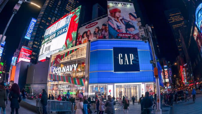 New York,NY/USA/December 18, 2018 Gap next to its Old Navy brand store in Times Square in New York - Image.