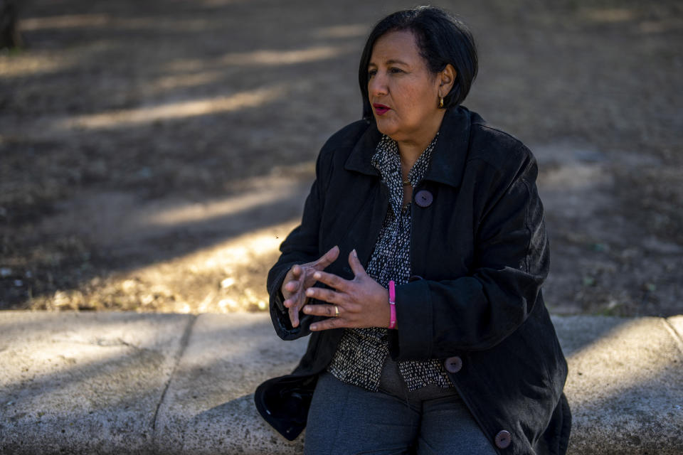 President of the opposition-controlled National Assembly of Venezuela Dinorah Figuera speaks during and interview with the Associated Press in Valencia, southeast Spain, Thursday, Jan. 12, 2023. Figuera emerged as an unlikely power broker after her party this month led a putsch to oust the beleaguered Juan Guaidó from his role as “interim president,” a title he claimed in 2019 as head of the National Assembly when Maduro was re-elected after several top opponents were barred from running against him. (AP Photo/Manu Fernandez)