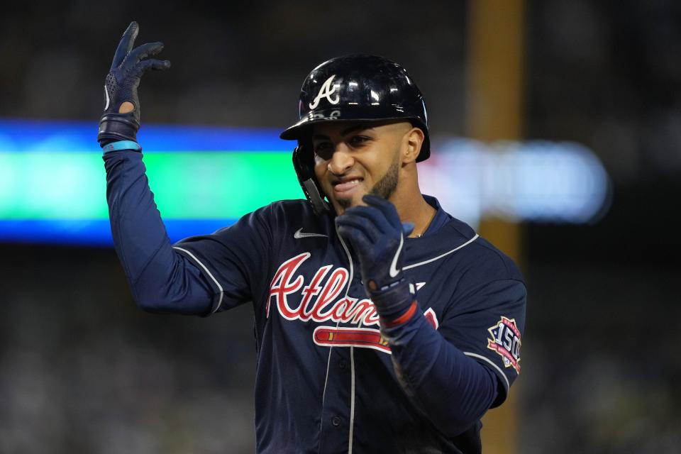 Braves left fielder Eddie Rosario was a double away from the cycle in Game 4 of the NLCS.