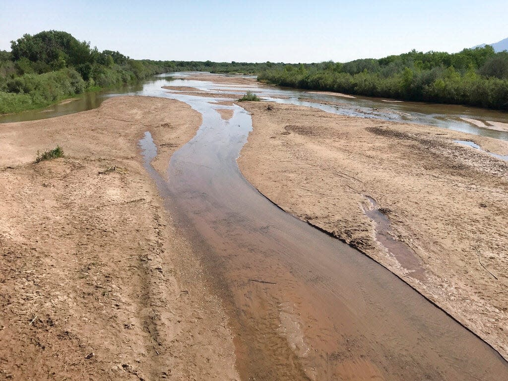 This June 20, 2021, image shows the Rio Grande flowing just north of Albuquerque, New Mexico.