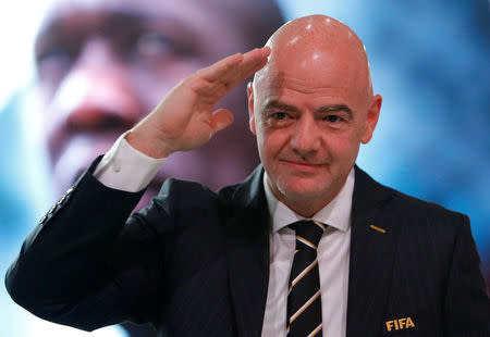 Foto del miércoles del presidente de la FIFA, Gianni Infantino, durante el Congreso de la entidad en Moscú. Jun 13, 2018. REUTERS/Sergei Karpukhin