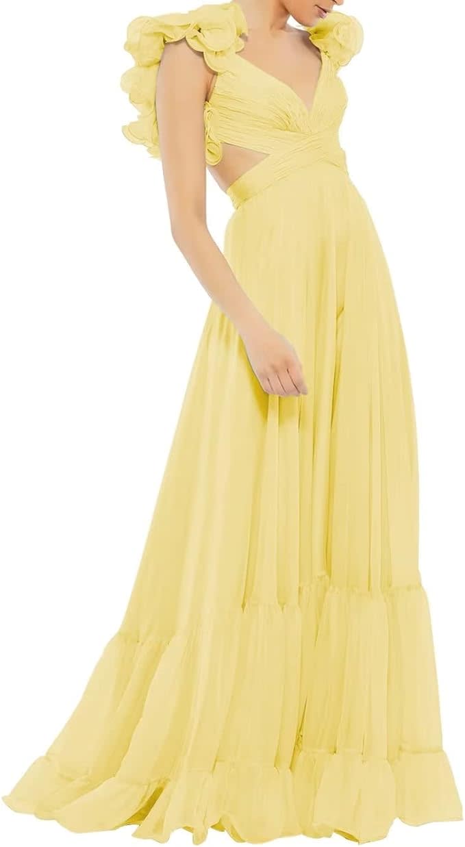 chiffon ruffled gown