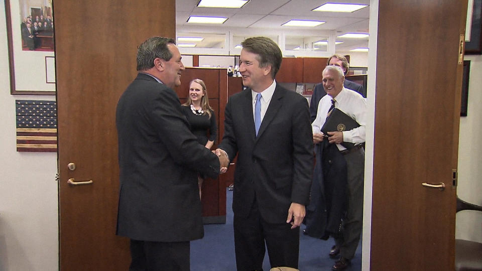 Sen. Joe Donnelly (D-Ind.) meets with Brett Kavanaugh. (Photo: Sen Joe Donnellys office)