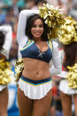 <p>The Los Angeles Charger Girls perform during the game between the Los Angeles Chargers and the Miami Dolphins at the StubHub Center on September 17, 2017 in Carson, California. (Photo by Kevork Djansezian/Getty Images) </p>