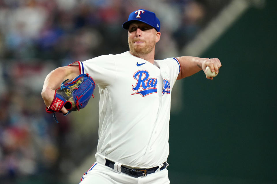 ARLINGTON, TX - OCTOBER 27:  Will Smith #51 of the Texas Rangers pitches during Game 1 of the 2023 World Series between the Arizona Diamondbacks and the Texas Rangers at Globe Life Field on Friday, October 27, 2023 in Arlington, Texas. (Photo by Daniel Shirey/MLB Photos via Getty Images)