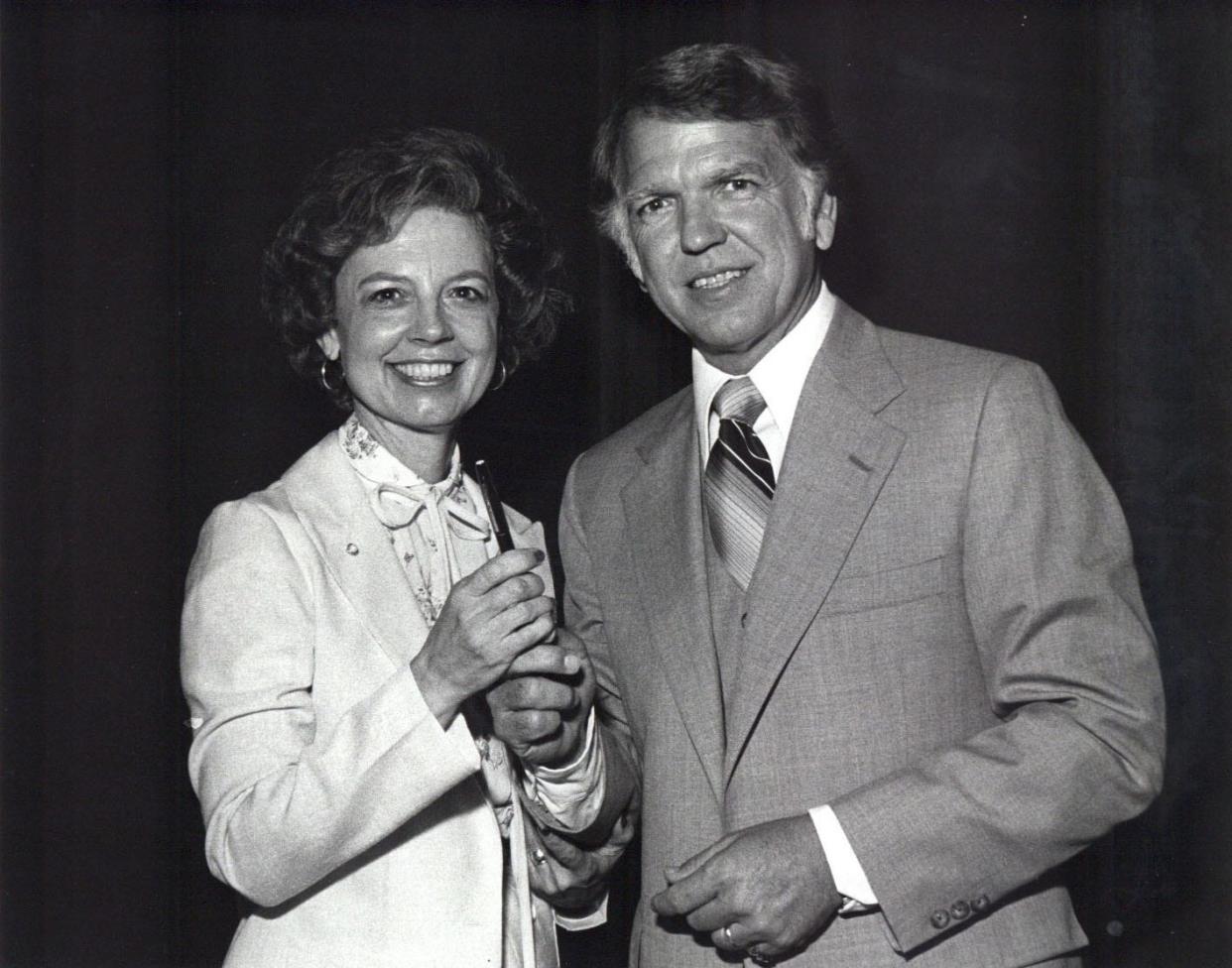 Longtime Oklahoma Arts Council Executive Director Betty Price poses for a photo with one-time Gov. George Nigh in an undated photo.