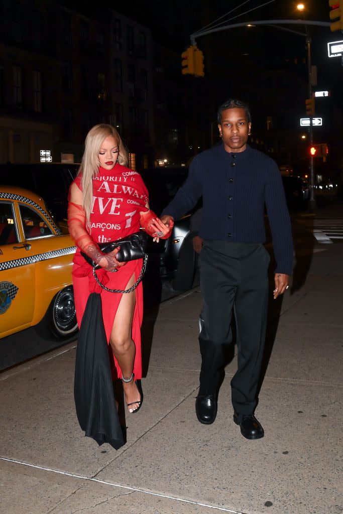 Rihanna and A$AP Rocky in New York on May 12, Gucci, Comme des Garçons