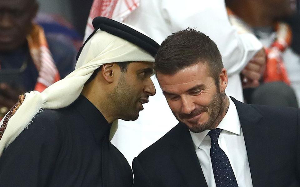 David Beckham with PSG chairman Nasser al-Khelaifi (left) - SHUTTERSTOCK