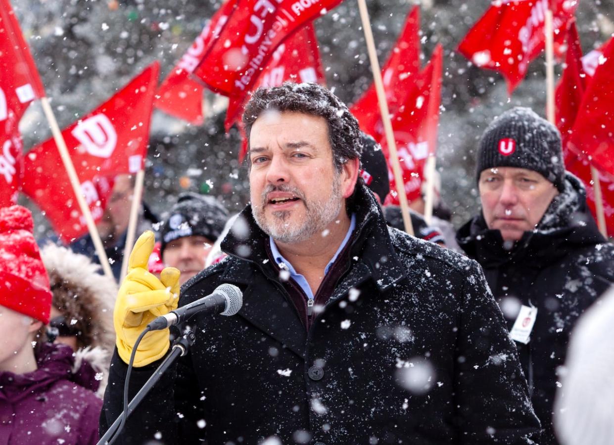 Gil McGowan, president of the Alberta Federation of Labour, is running for leader of the Alberta NDP. (Bryan Eneas/CBC - image credit)