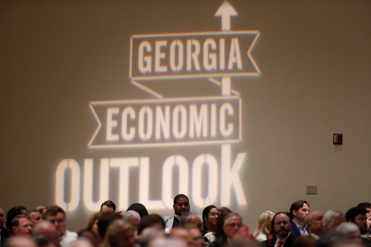 FILE - The crowd at the Terry College's Georgia Economic Outlook at the Classic Center in downtown Athens, Ga., on Wednesday, Feb. 1, 2023.