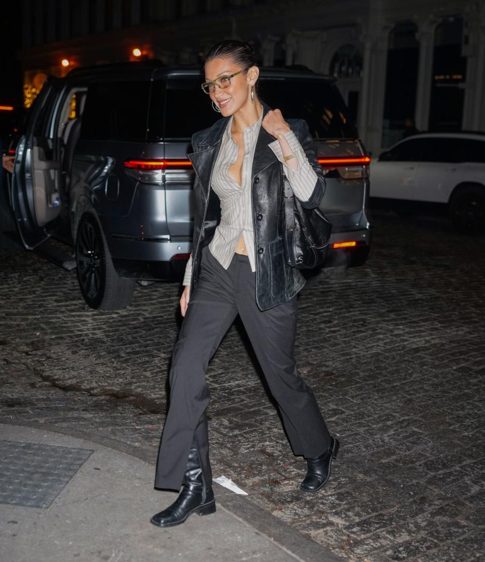 new york, new york december 21 bella hadid is seen on december 21, 2023 in new york city photo by gothamgc images