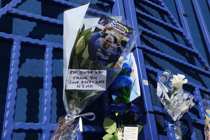 Tributes to Kevin Campbell outside Goodison Park -Credit:Liverpool Echo