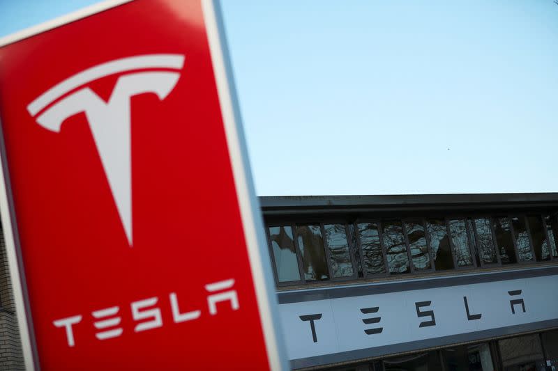 FILE PHOTO: A Tesla dealership is seen in West Drayton, just outside London