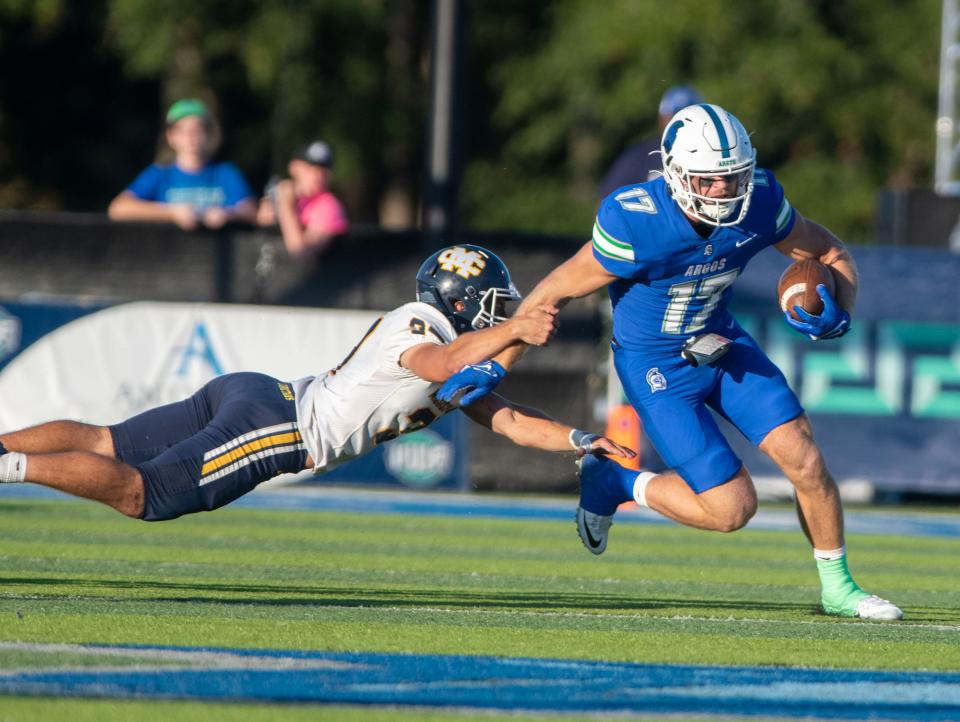 West Florida quarterback Peewee Jarrett runs down field during action against Mississippi College Saturday, October 22, 2022 at Pen Air Field at the University of West Florida. West Florida went on to beat Mississippi College 45-17.