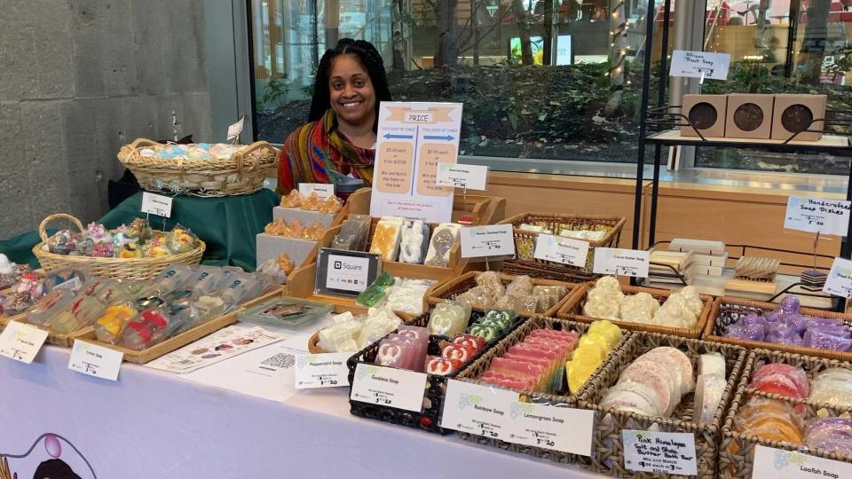 Barbara Thomas makes soaps that look good enough to eat.