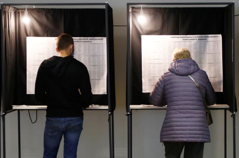 People vote during general election in Trakai