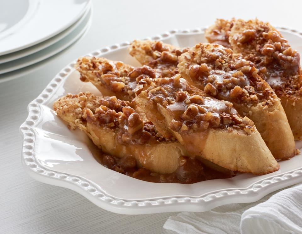 Made in Oklahoma's recipe for Pecan Crusted French Toast with Bourbon Pecan Toffee Maple Syrup is a great fit for any breakfast or brunch during the holiday season.