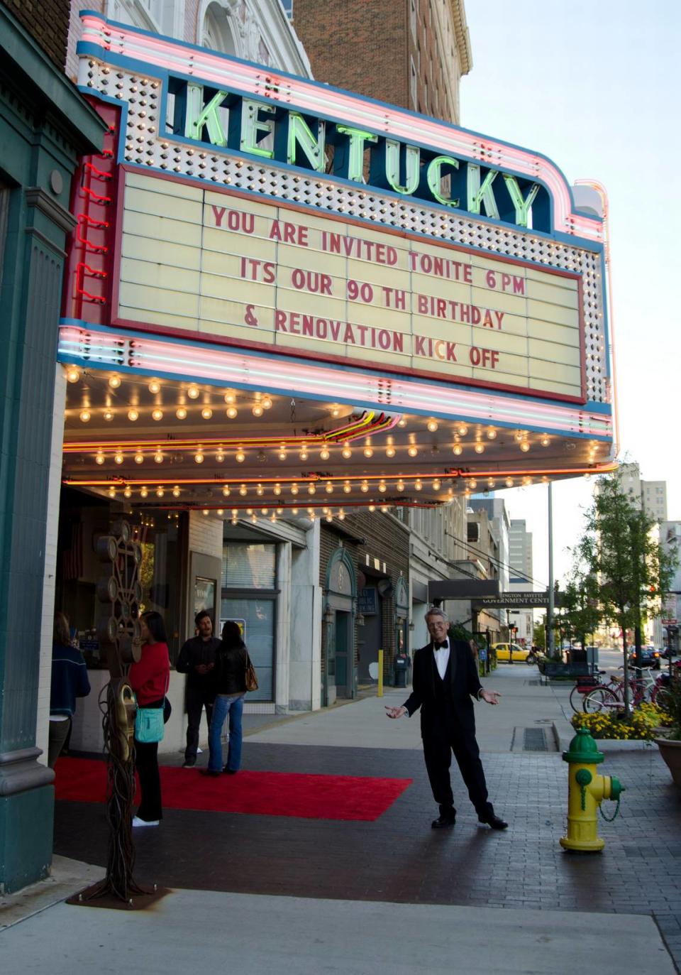 Bill Fortune volunteered as a doorman as the Kentucky Theatre hosted an October party to celebrate its 90th anniversary in 2012.