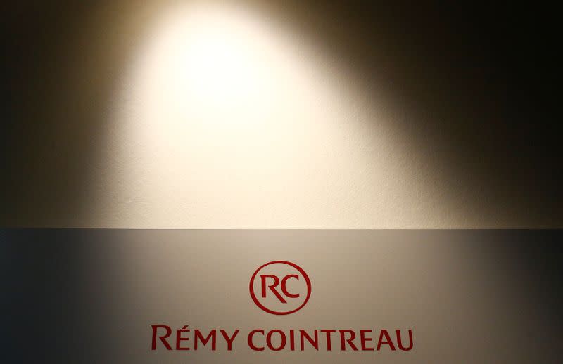 FILE PHOTO: The logo of Remy Cointreau SA is pictured in the Cointreau distillery in Saint-Barthelemy-d'Anjou near Angers