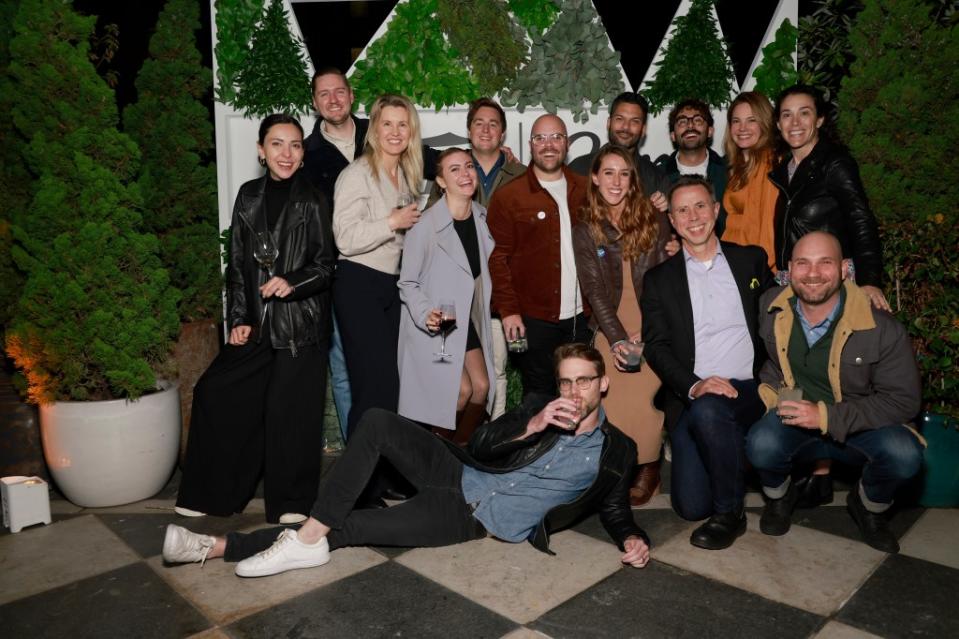 NEW YORK, NEW YORK - OCTOBER 17: Guests pose for a group  photo dring Variety x Canva Happy Hour Celebrating New Leaders In Marketing & Advertising at The Ned Nomad on October 17, 2023 in New York City. (Photo by Jason Mendez/Getty Images)