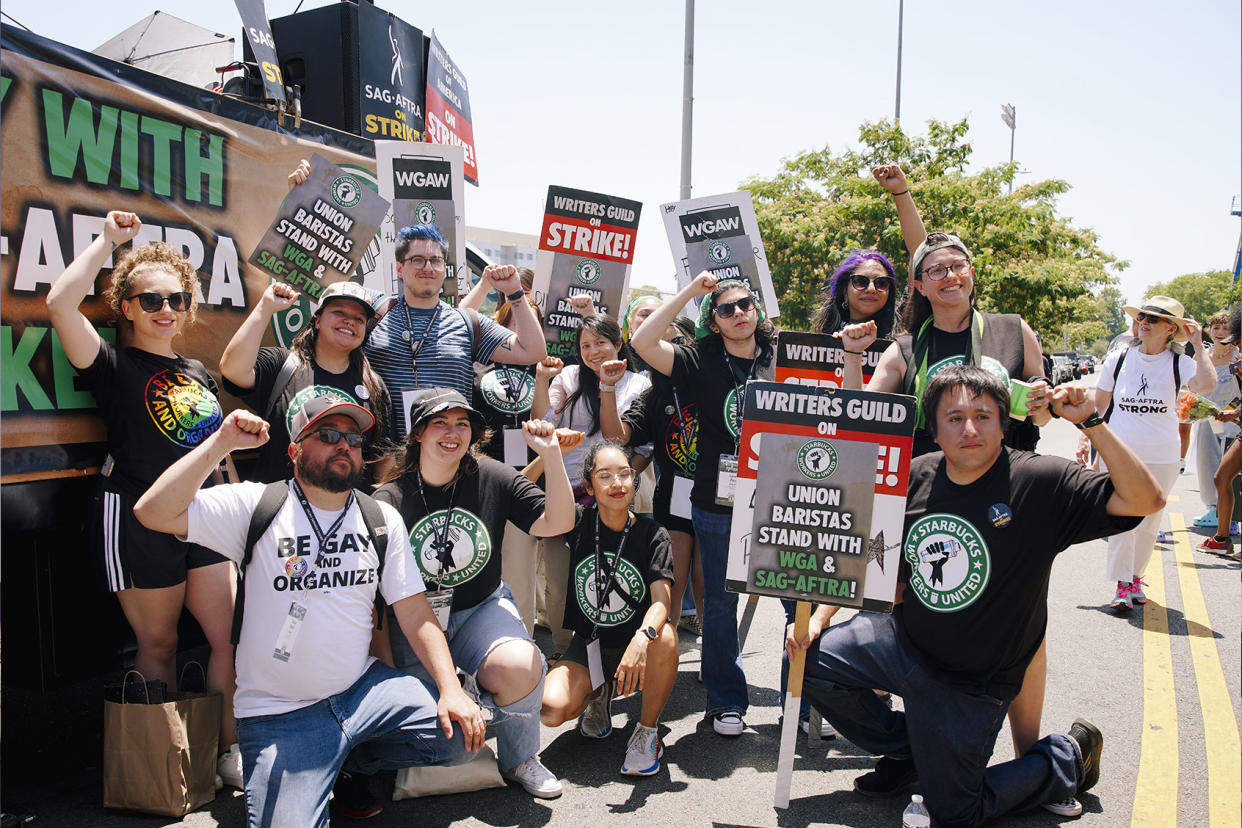 Starbuck Union SAG-AFTRA WGA strike protest Katie McTiernan/Anadolu Agency via Getty Images