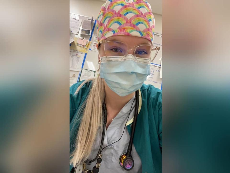 Jacelyn Wingerter became a registered nurse eight months ago and works in the emergency room at Saskatoon’s Royal University Hospital.  (Submitted by Jacelyn Wingerter - image credit)