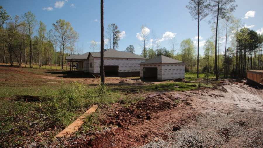 Corey Williams owns this unfinished home on Furnace Road Extension. Williams said he’s made mortgage payments on the home for the past three years. Williams said he’s now living in his aunt’s home and working with another builder to finish his home.