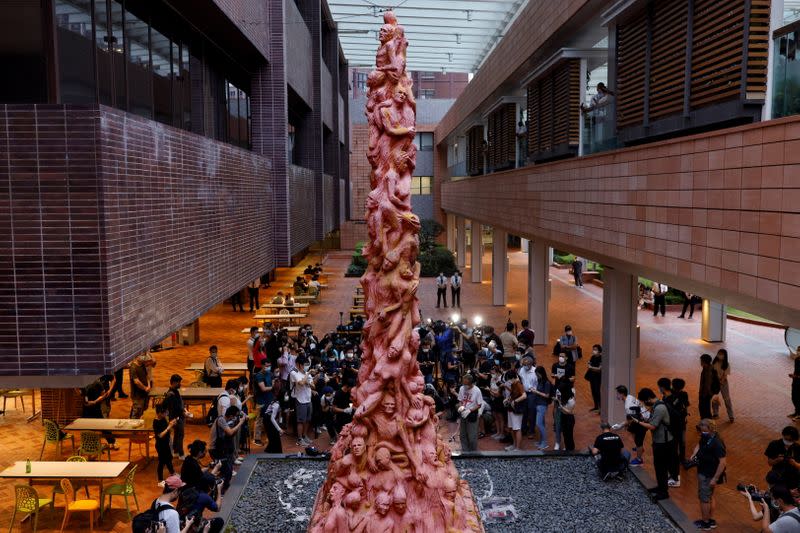 FILE PHOTO: Hong Kong democracy group cleans Pillar of Shame ahead of Tiananmen anniversary