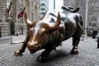 FILE PHOTO: The Charging Bull or Wall Street Bull is pictured in the Manhattan borough of New York City