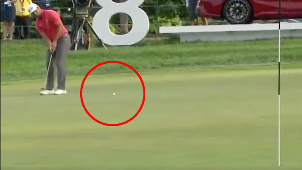 Pictured here, the incredible putt that saw Jon Rahm win the BMW Championship in a play-off.