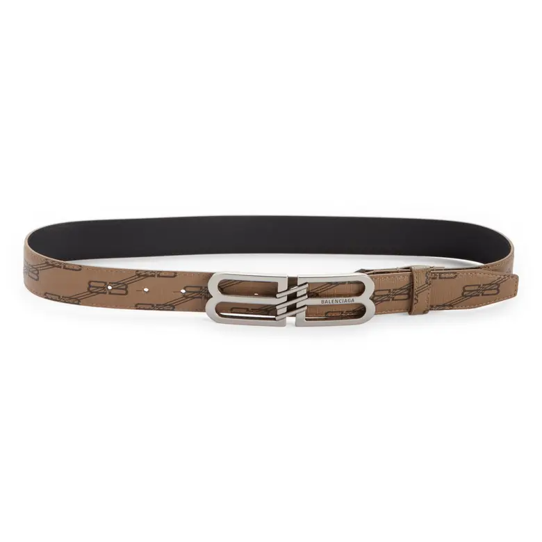 Balenciaga Logo Coated Stretch Canvas Belt