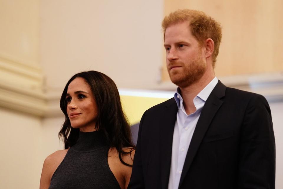 The Duke and Duchess of Sussex have seen their popularity fall in the past year, according to the poll (PA Wire)