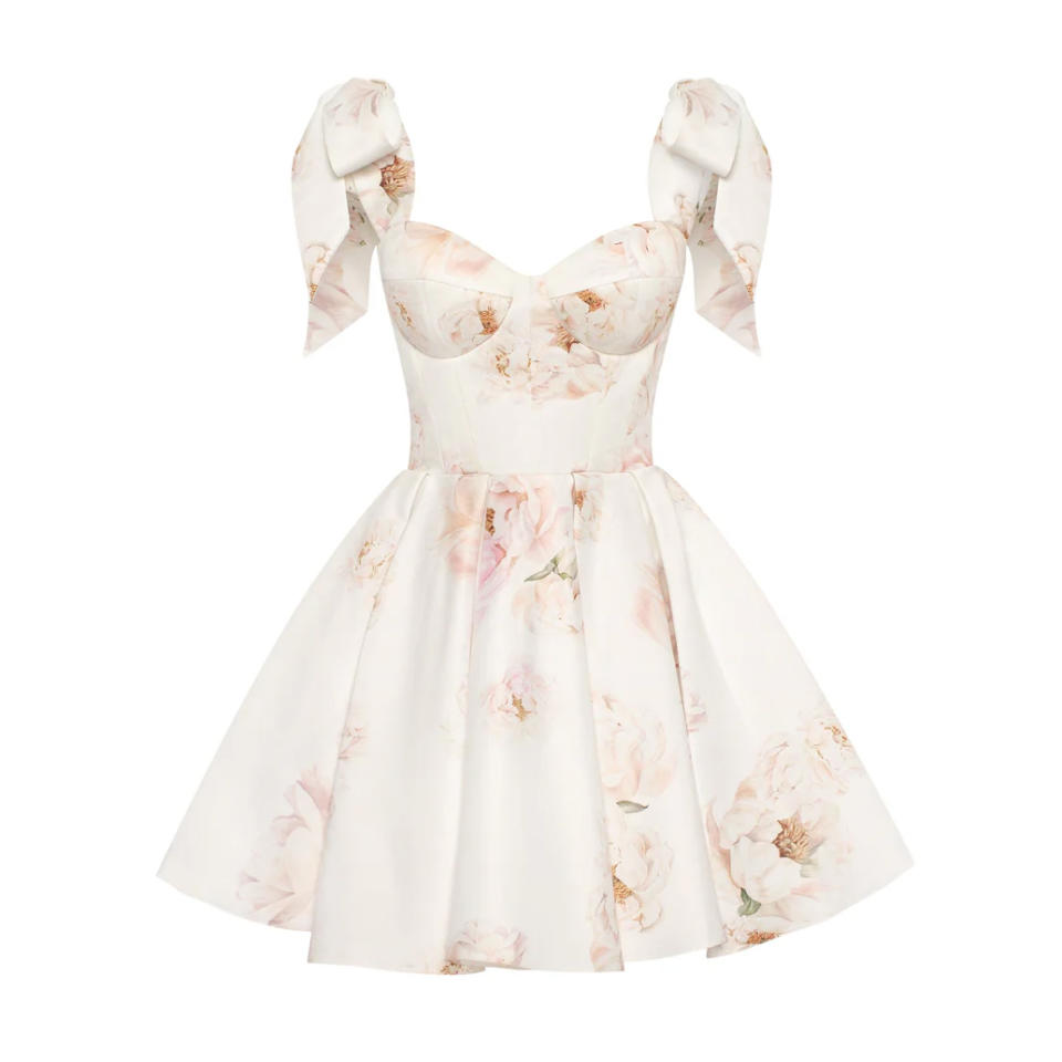 Milla Bridal Shower Dresses: Splendor Pink Peony Mini Dress On Straps, Garden of Eden