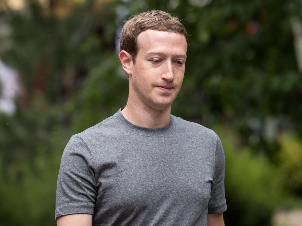 Mark Zuckerberg Sun Valley looking sad or pensive