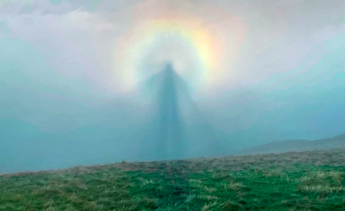 The rare weather phenomenon that appears to show a ghostly 'angel in the sky' at the centre of a rainbow-like halo. (SWNS)