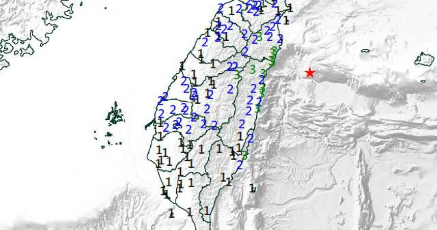 今天下午16時15分發生地震。（圖／中央氣象局）