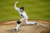 New York Yankees' Gerrit Cole delivers a pitch during the seventh inning of a baseball game against the Toronto Blue Jays Wednesday, Sept. 16, 2020, in New York. (AP Photo/Frank Franklin II)