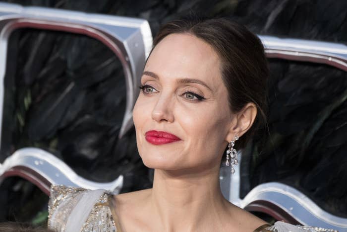 Angelina Jolie attends the European premiere of "Maleficent: Mistress of Evil" at Odeon IMAX Waterloo on October 09, 2019 in London, England
