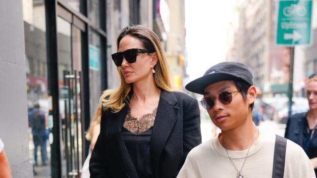 Angelina Jolie Is Chic in a Black Lacy Top While Out With Son Pax