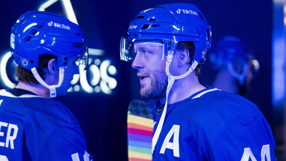 Morgan Rielly has been a vocal ally of the LGBTQ+ community. (Photo by Andrew Lahodynskyj/NHLI via Getty Images)