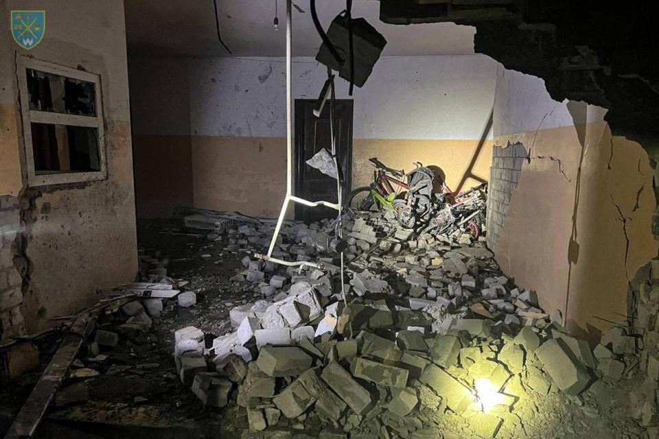 A building in Odessa, southern Ukraine, is destroyed by a Russian drone overnight (Defence Forces of Southern Ukraine / Telegram)