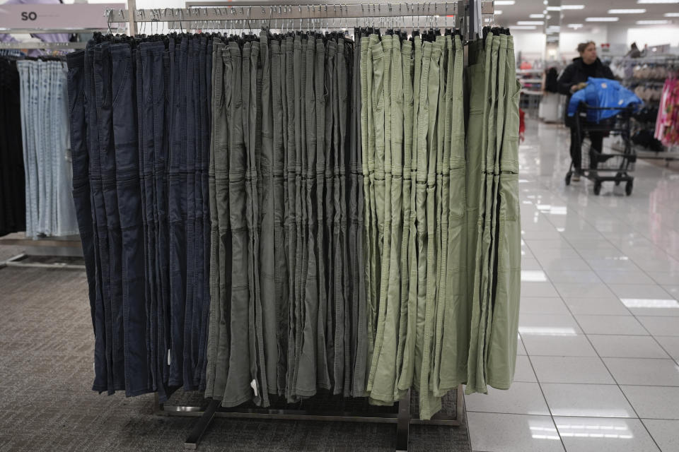 Clothing for sale is displayed at a Kohl's in Clifton, N.J., Friday, Jan. 26, 2024. A year ago, the store had tables stacked high with sweaters and shirts in a rainbow of colors as well as dress racks crammed with a wide assortment of styles. Now, it boasts a more edited approach — tables have slim piles of knit shirts that focus on fewer colors, and many dress racks have been reduced to just three or four styles. (AP Photo/Seth Wenig)