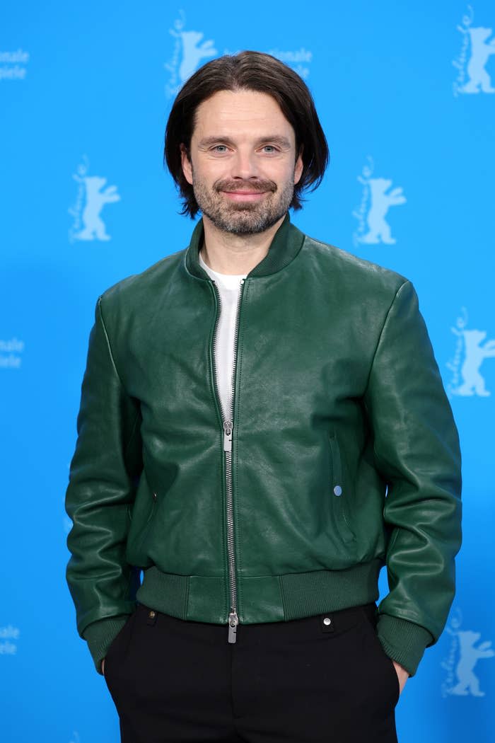 Closeup of Sebastian Stan on the red carpet